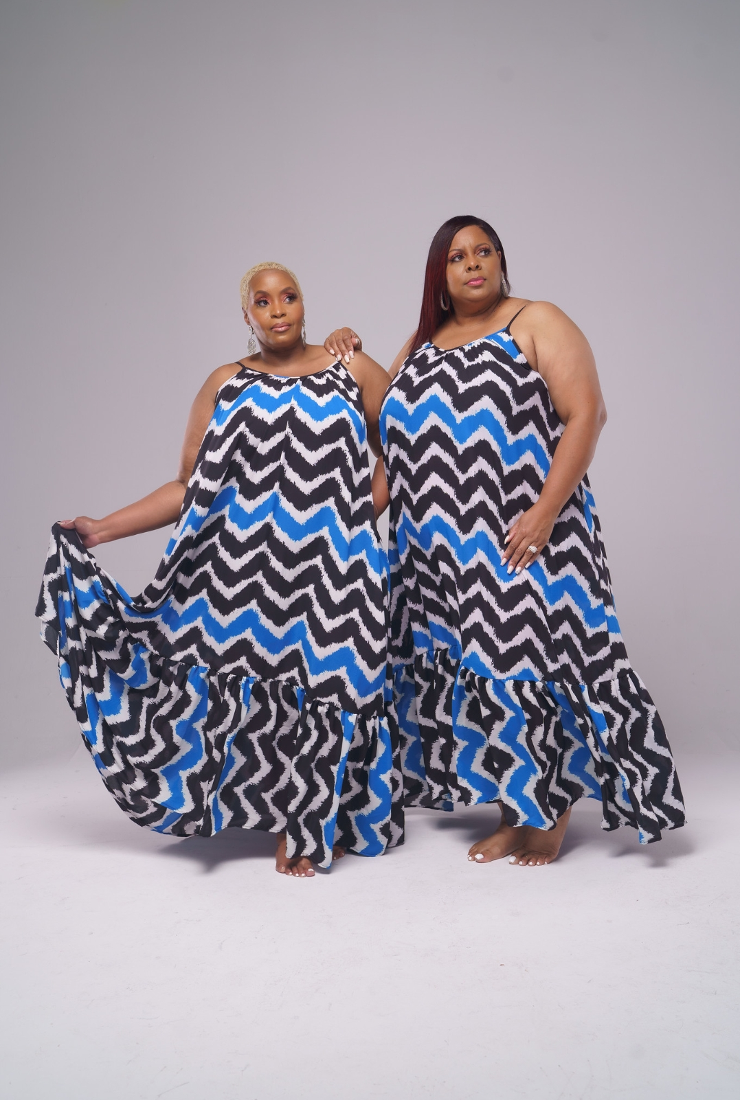 Summer Vibes Maxi Dress--Blue Chevron Print Summer Vibes Maxi Dress--Blue Chevron Print
