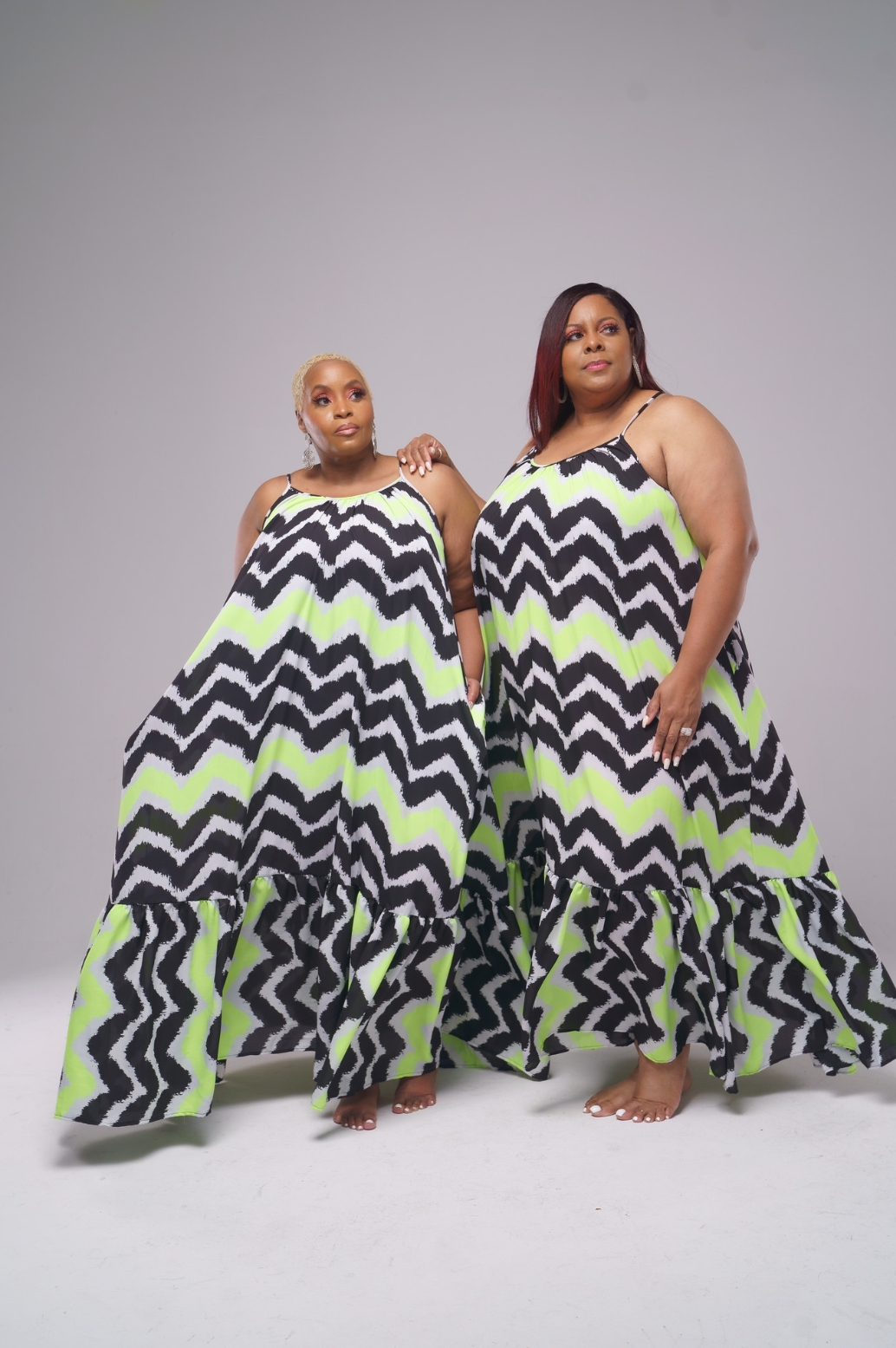 chinese dress ladies Plus Size Green Chevron Twist Front Midaxi Dress – Fashion//SZN main image 0