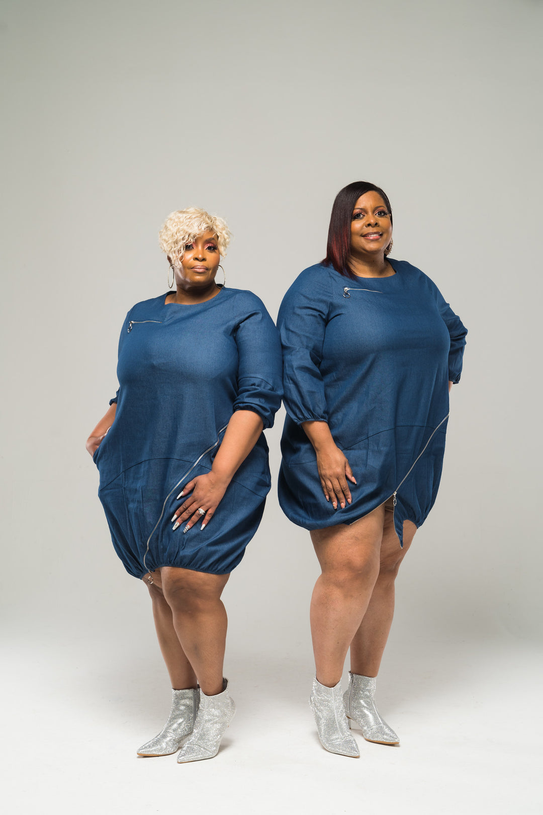 She Poppin’ Bubble Dress—Dark Denim